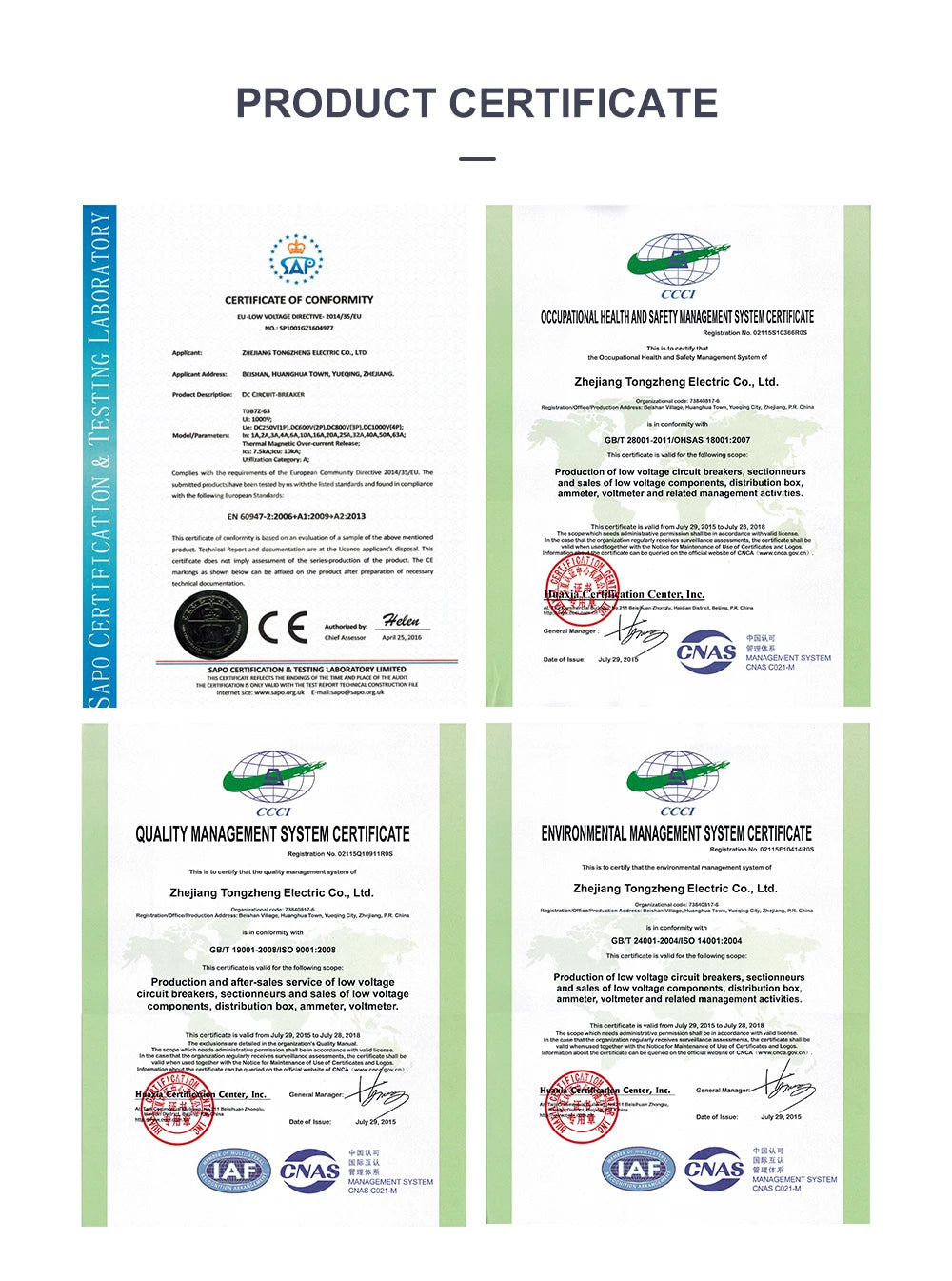 2P DC 1000V Solar Mini Circuit Breaker 3A 6A 10A 16A 20A 25A 32A 40A 50A 63A DC MCB for PV System