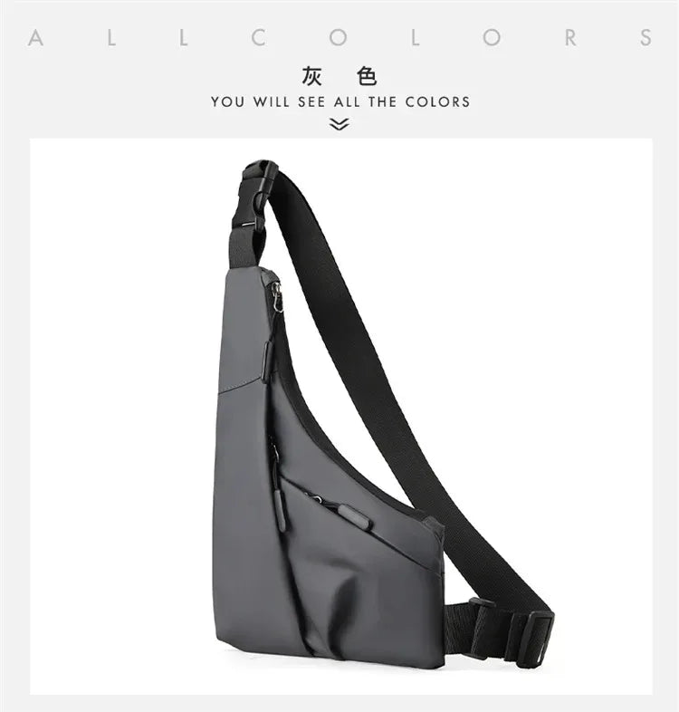 Anti Theft Close Fitting Chest Bag Men's Leisure Leather Film Triangle Bag Crossbody Card Wallet Sports Cycling Riding Sling Bag