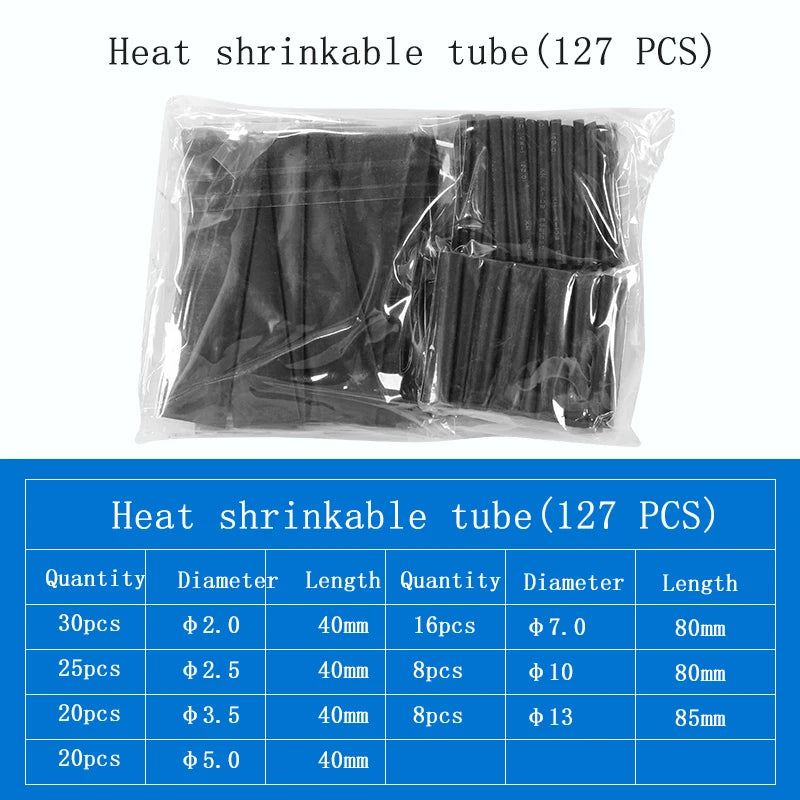 2:1 Heat Shrink Tube127/164/328/140/530/560/580/780pcs Shrinking Assorted Polyolefin Insulation Sleeving Wire Cable Sleeve Wrap