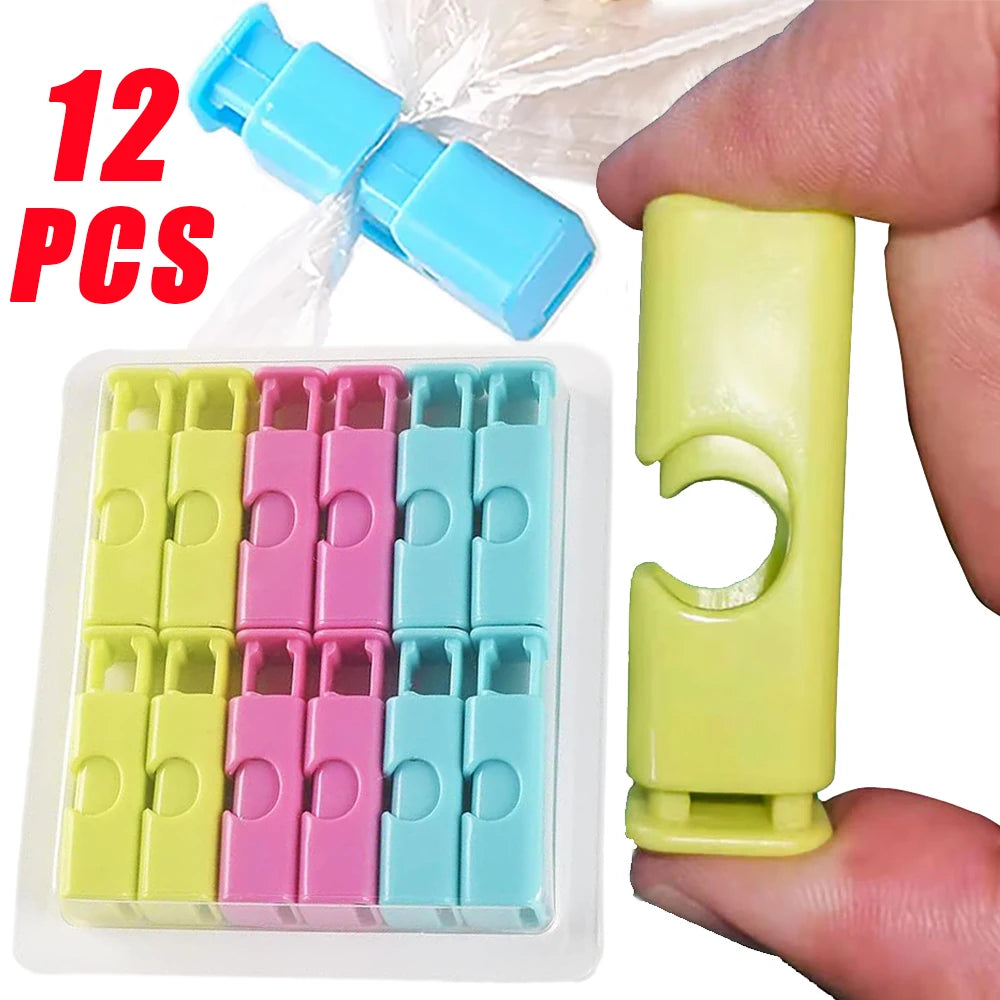 12/1Pcs Food Sealing Clips Bread Storage Bag Clips For Snack Wrap Bags Spring Clamp Reusable Kitchen Organization Sealing Clamp