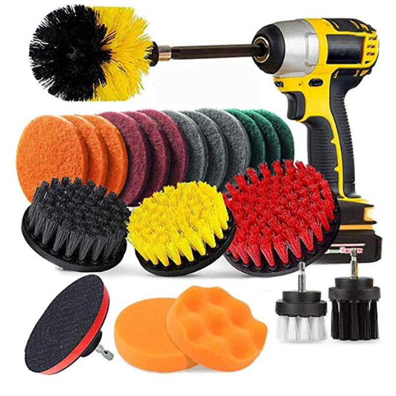 22 /3Pcs Electric Drill-Brush Kit Power Scrubber Brush For Carpet Bathroom Surface Tub Furniture Shower Tile Tires Cleaning Tool