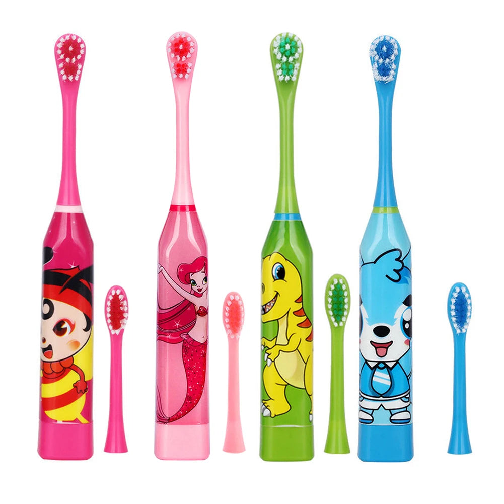 Children Electric Toothbrush with Replaceable Head Cartoon Automatic Electric Toothbrush Teeth Whitening Brush for Wash Supplies