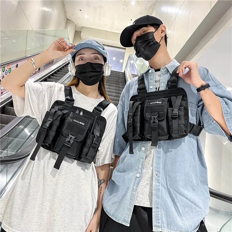 CCRXRQ Hip-hop Streetwear Men Chest Bags 2024 New Fashion Unisex Tactical Vest Backpacks Multi-function Sport Travel Chest Pack