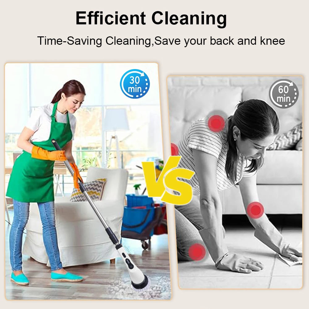 9-in-1 Electric Cleaning Brush Multifunctional Kitchen Bathroom Cleaning Brush Rotary Wireless Electric Spin Cleaning Machine