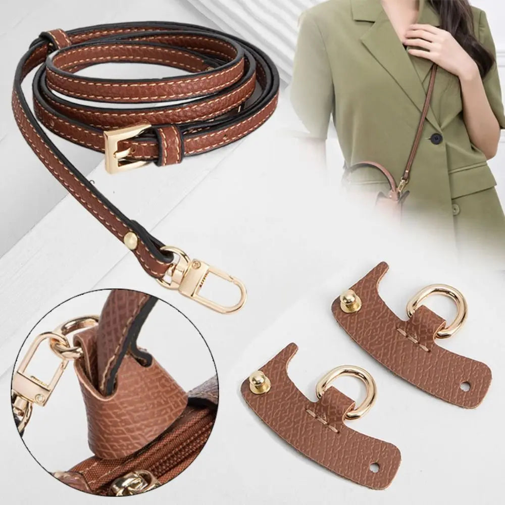 Bag Transformation Accessories for Longchamp mini Bag Straps Punch-free Genuine Leather Shoulder Strap Crossbody Conversion Hang