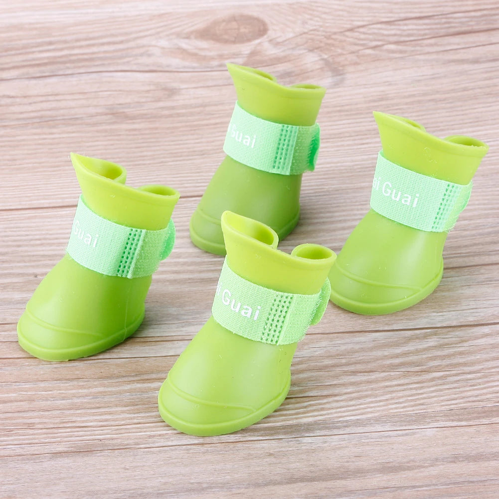 4Pcs S/M/L Size Dog Cat Rain Shoes Pet PVC Shoes Waterproof Rubber Booties Durable Cats Shoes For Large Medium Small Dogs