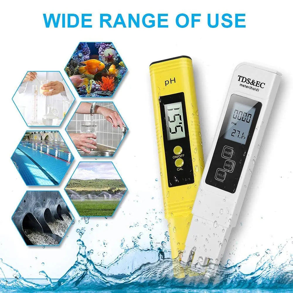 2pcs TDS PH Meter Digital Water Tester 0.01ph High Accuracy PH Meter 0-9990ppm Temperature TEMP PPM Tester