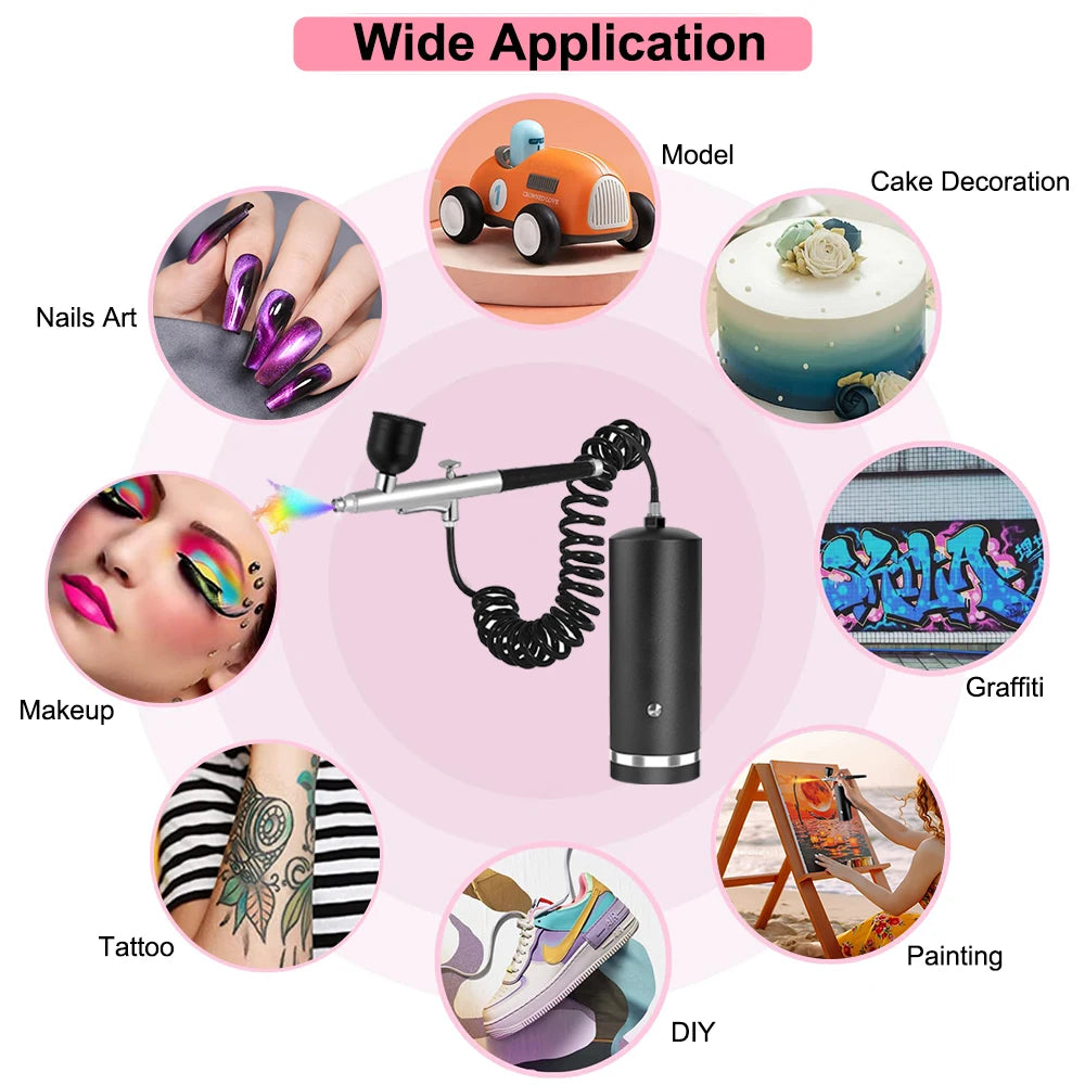 Airbrush Nail Portable Mini Air Brush With Compressor Kit for Nails Art Manicure Craft Pastry Cake Painting Nano Sprayer Gun