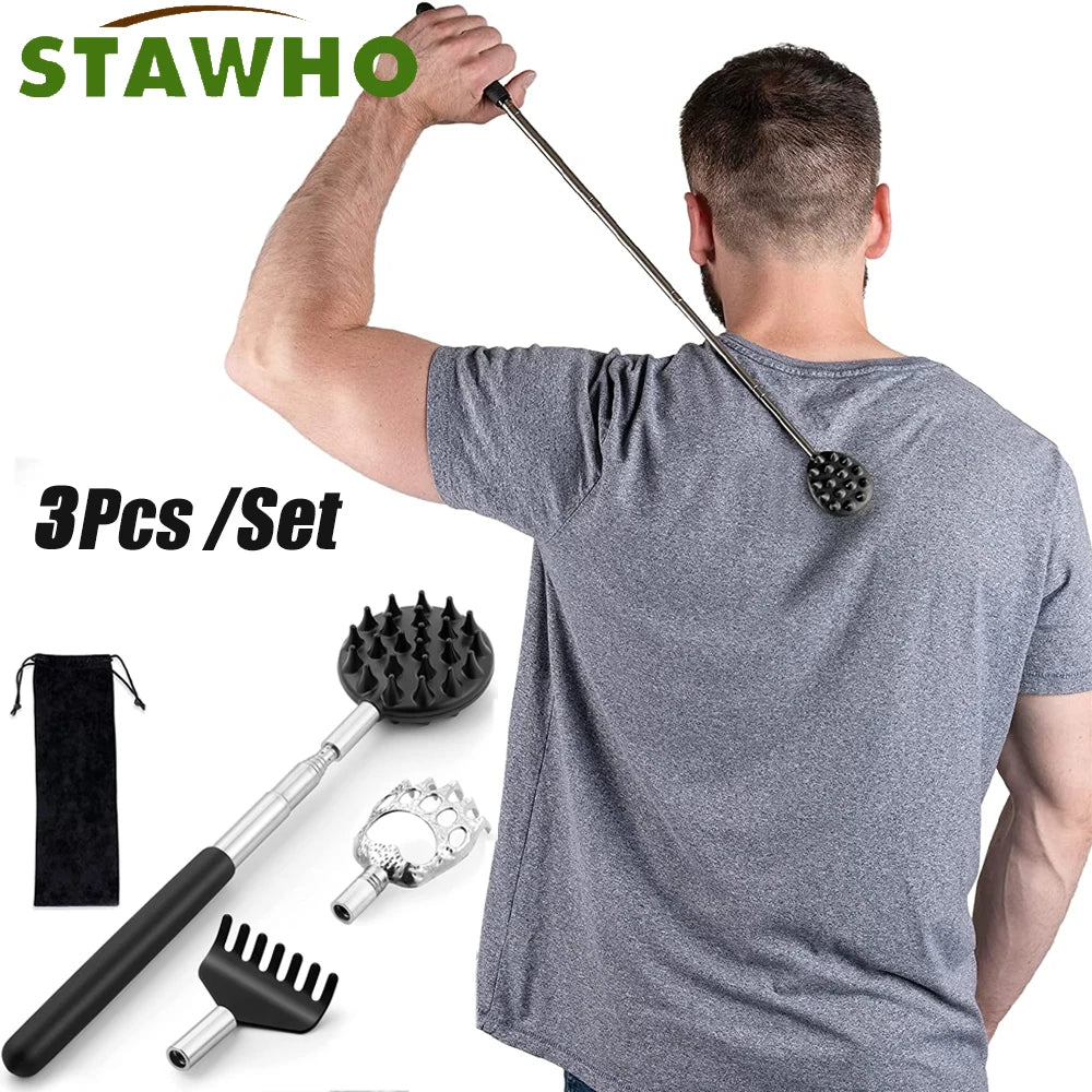 Back Scratcher for Men Women,Portable Extendable Stainless Steel Telescoping Back Scratchers Oversized and Normal Size