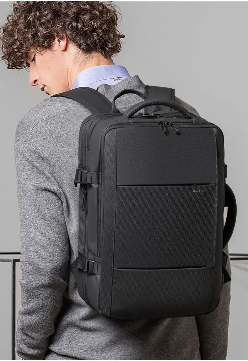 BANGE Travel Backpack Men Business Backpack School Expandable USB Bag Large Capacity 17.3 Laptop Waterproof Fashion Backpack