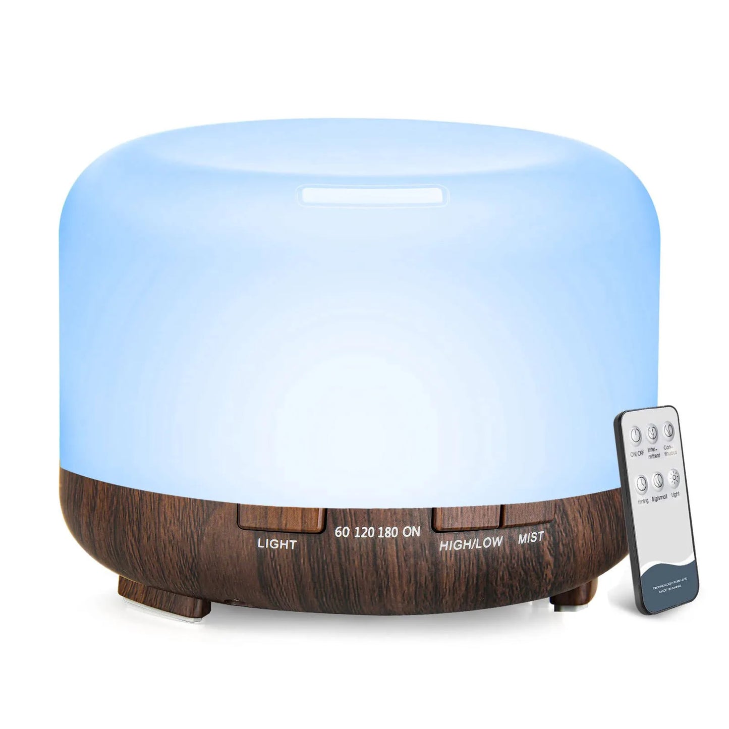 500ML Aroma Diffuser (Oils Optional), 5V 2A Essential Oil Aromatherapy Diffuser Humidifier with Remote Control  for Home Office