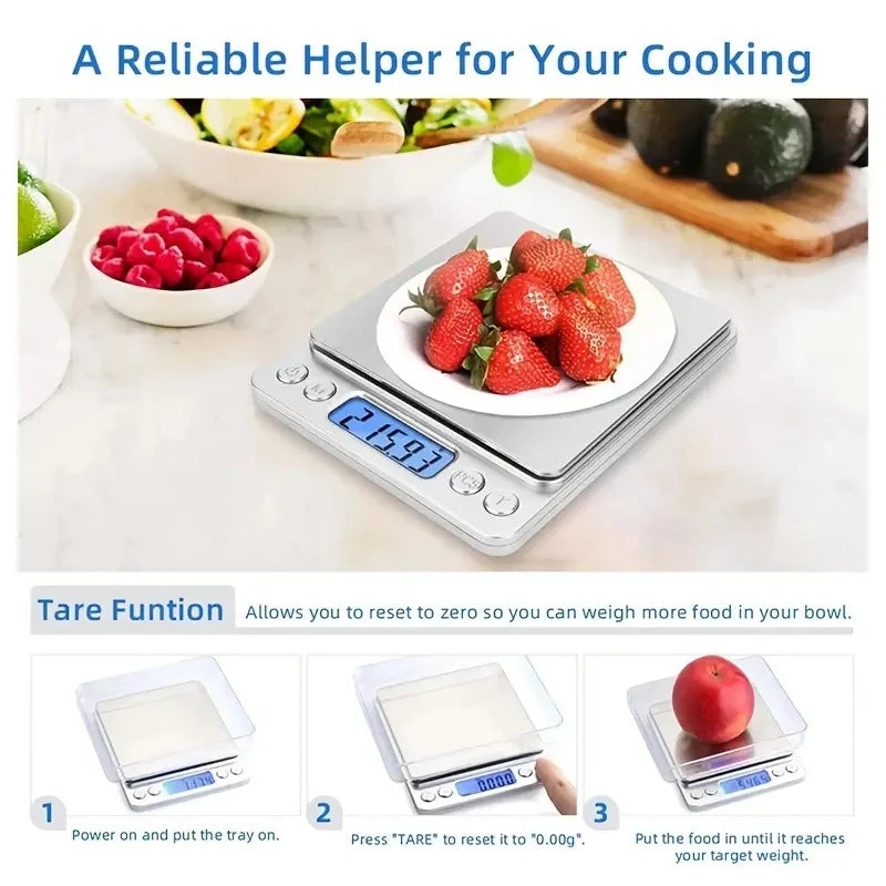 AccuWeight Digital Kitchen Scale Stainless Steel Food Scale with LCD Display for Precise Weighing of Cooking Ingredients Diet