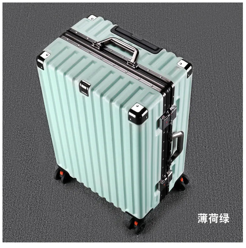 20inch 22inch 24inch 26inch Large Capacity Luggage Aluminum Frame Reinforced Anti-Collision Trolley Case Password Box Casual Suitcase Silent Wheel