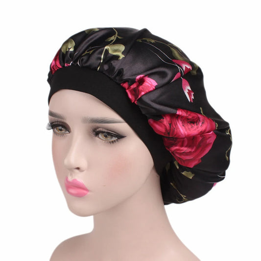 1 Pc Soft Night Sleep Hat Women Elastic Wide Band Fashion Hair Loss Cover Head Wrap Satin Bonnet  Beauty Chemo Caps Care