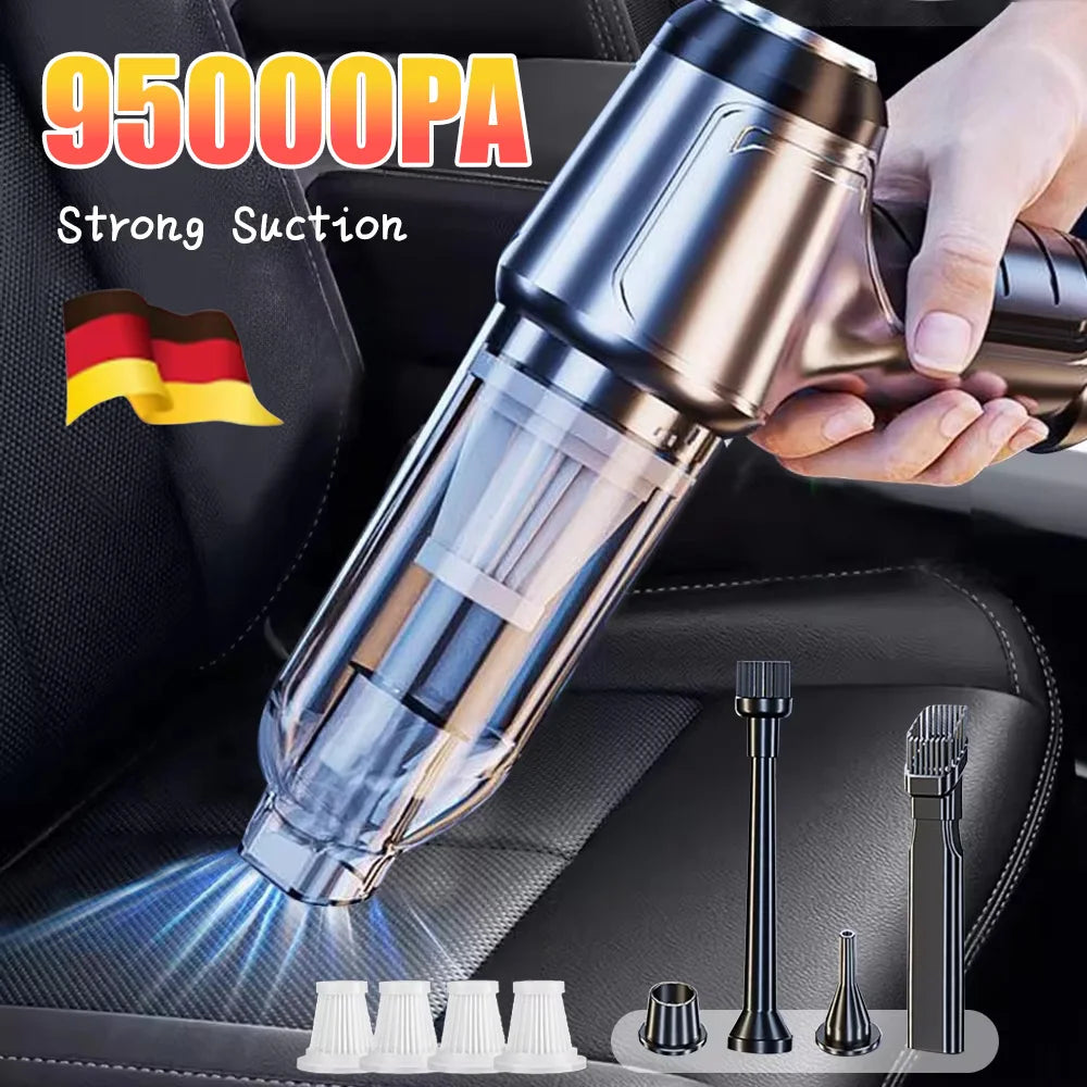 95000PA Car Vacuum Cleaner Wireless Strong Suction Vacuum Cleaner Portable Handheld Vacuum Cleaner Blower 2in1 for Car Home