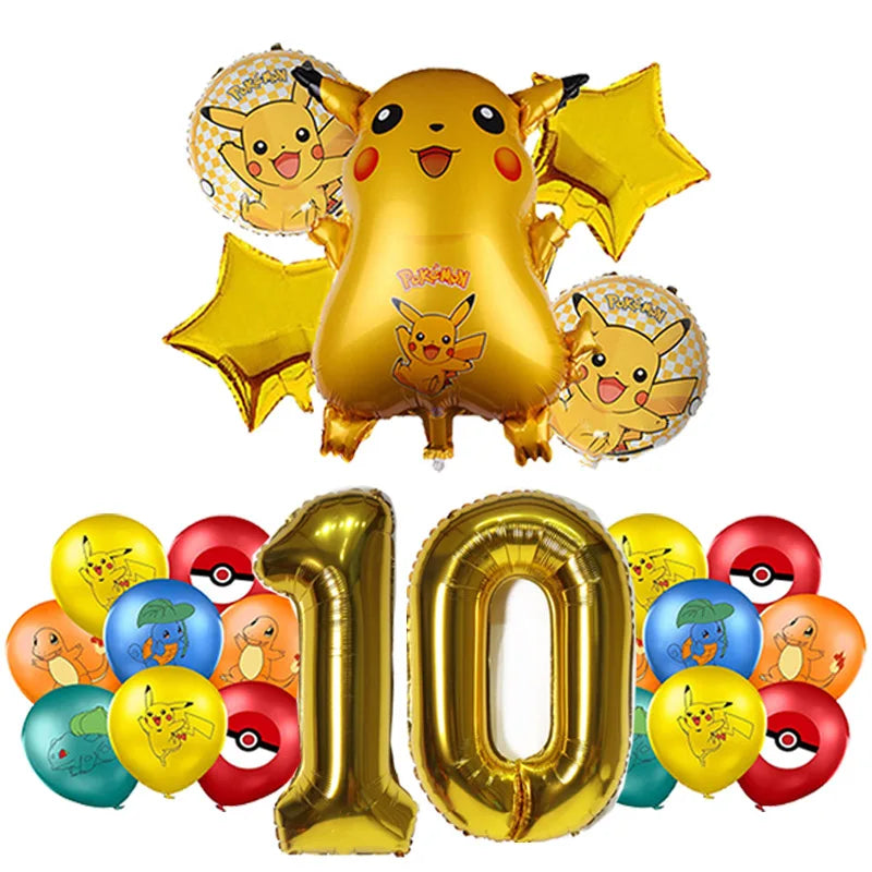 Cartoon Pikachu Theme Birthday Party Disposable Tableware Set Balloons Decorations Photo Props Background Pokemon Party Supplies