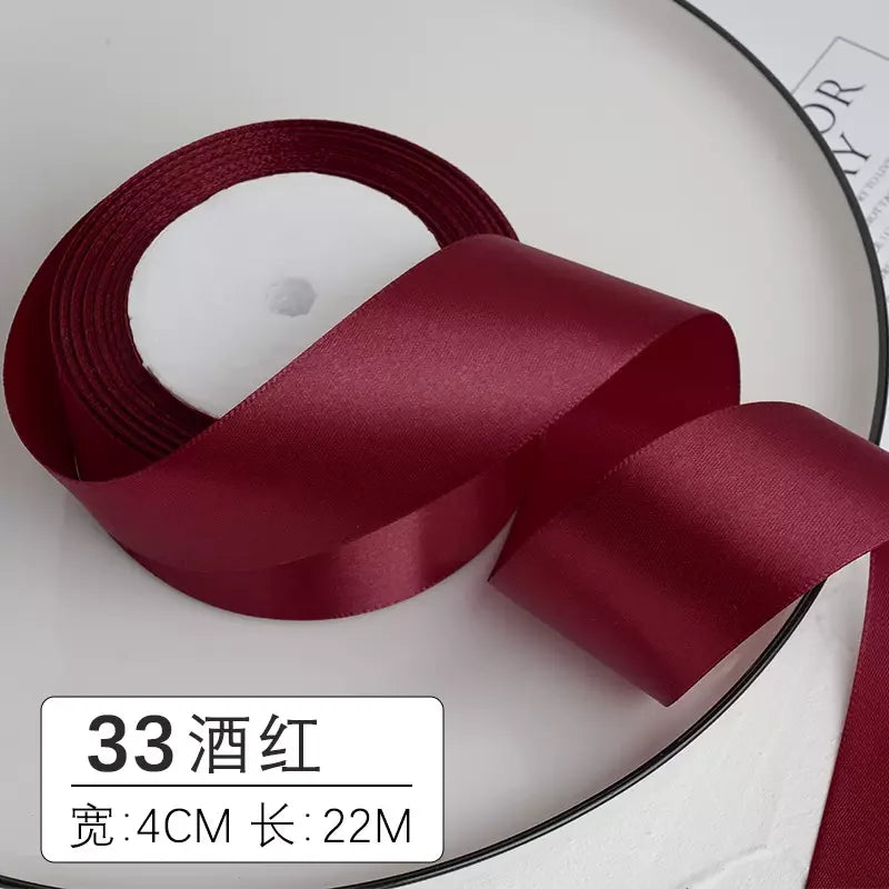 25yards/roll 4cm Satin Ribbon for Gift Wrapping Bows Making Floral Bouquets DIY Wreaths Sewing Projects Wedding Party Decor