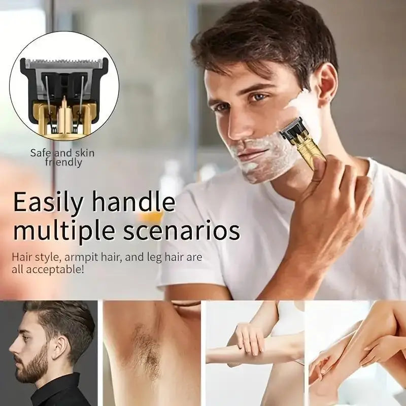 7pcs T-Blade Electric Hair Clipper, Cordless USB Rechargeable Shaving Trimmer With Guide Comb For Personal And Stylist Use