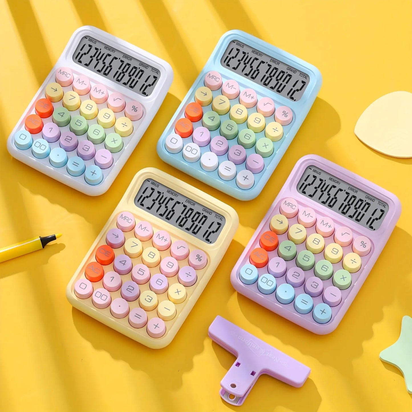 1pc Keyboard Calculator Office 12-digit Mechanical Calculator Cute Candy Color Calculator Desktop Stationery