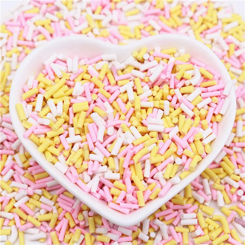 Candy Polymer Clay Slices 1mm Thin Sprinkles Long Cylindrical Hot Clay for Slime Supplies DIY Crafts Tiny Plastic Klei Accessory