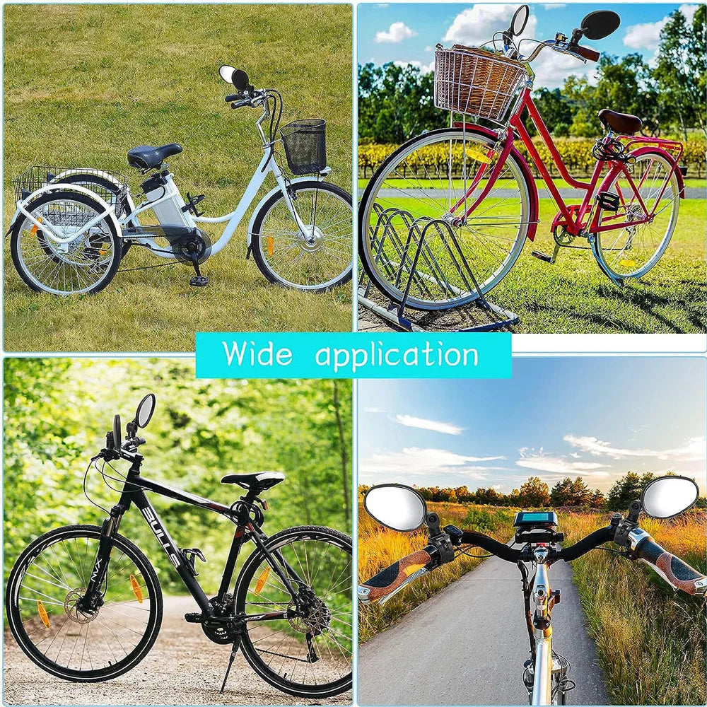 1pcs Bike Rearview Mirror 360° Adjustable Rotatable Handlebar Convex Mirror Safe Wide Angle For Bicycle Cycling Outdoor Sports