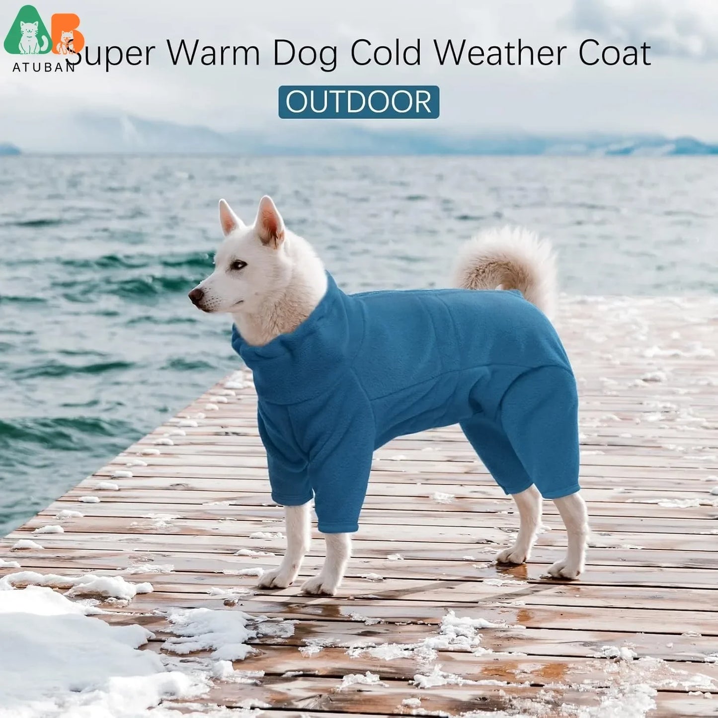 ATUBAN Dog Winter Coat Soft Fleece Pullover Pajamas, Pet Windproof Warm Cold Weather Jacket Vest Cozy Jumpsuit Apparel Clothes