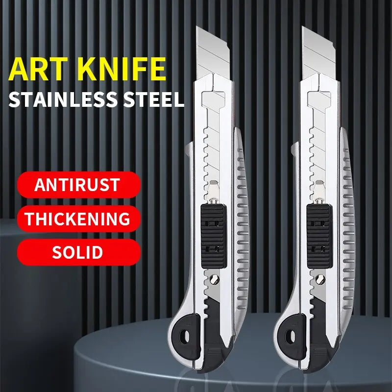 Art Knife Heavy Duty All Steel Thickened Large All Stainless Steel Wallpaper Knife Industrial Grade Durable Tool Holder