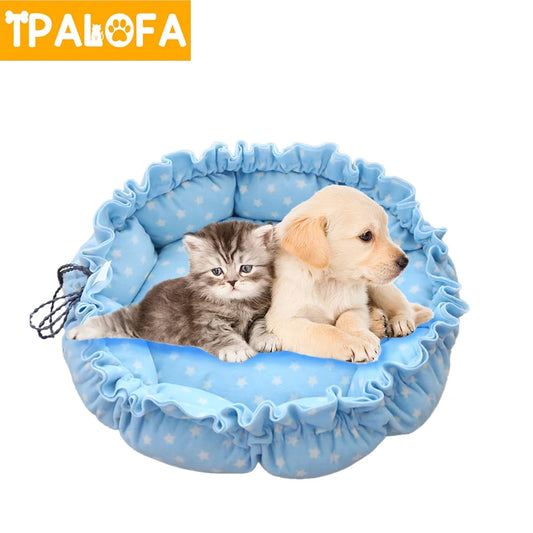 Bed cats Soft Pet Bed Round Donut Washable Comfortable House with Pull Rope for Cats and Dogs Beds and furniture Cat Accessories