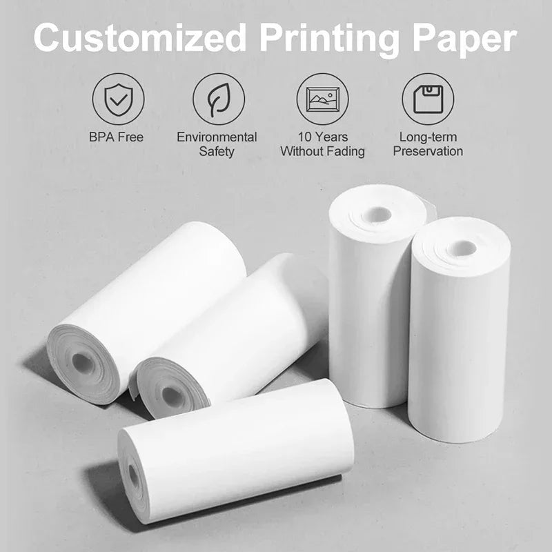 30PCS Mini Printer Paper Thermal Sticker Paper Self-adhesive Printer Paper Photo Printer Labels For Photos Notes 5.7 x 2.5cm