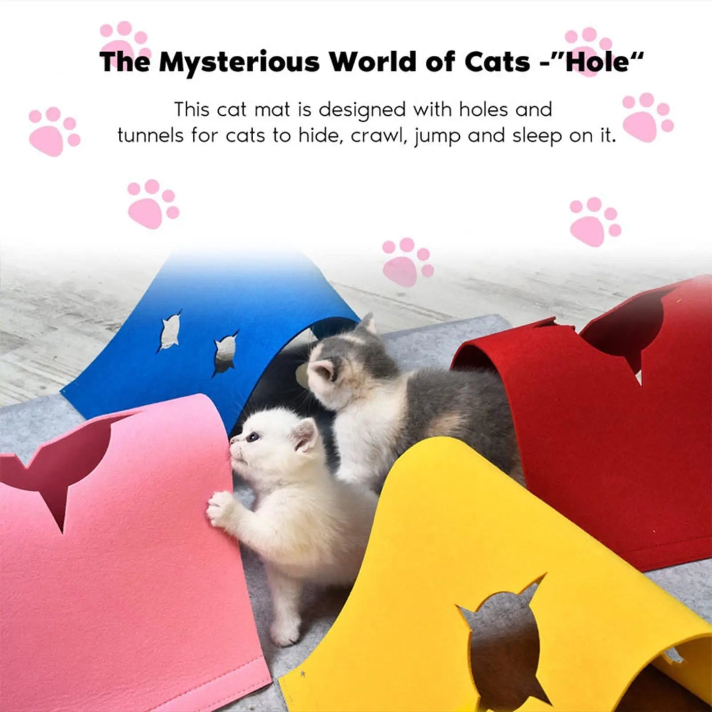 Cat Tunnel Toy Foldable Training Mat Interactive Pad for Kitten Home s