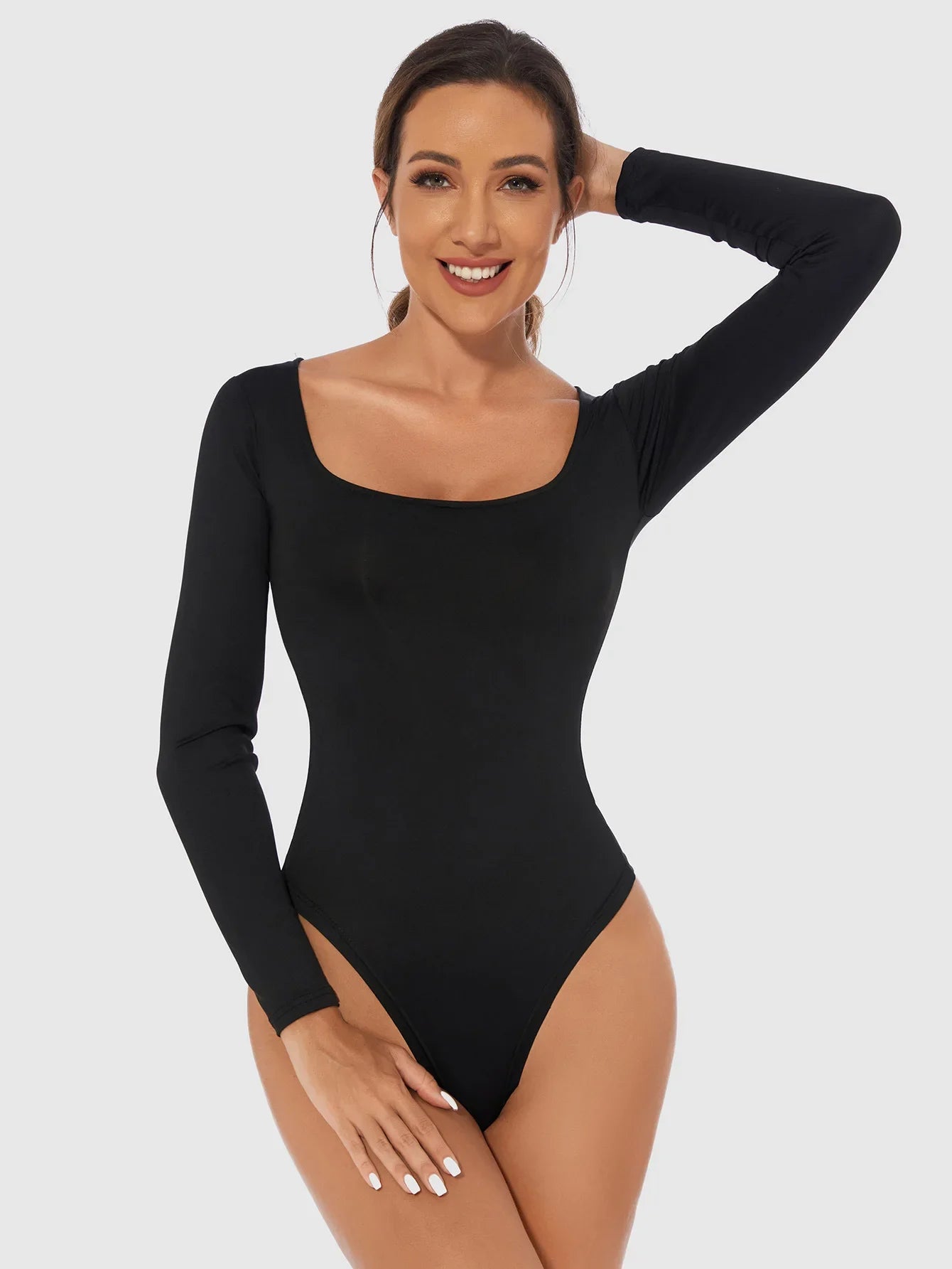 2025 Spring Female Underwear One-Piece Bodysuit Long Sleeve Seamless Waist Trainer Body Shaper Sheath Flat Belly Shapewear Woman