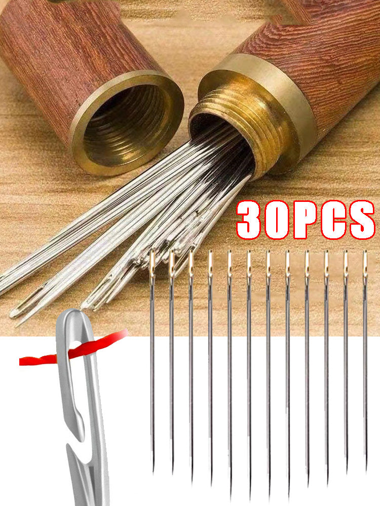 30pcs Blind Sewing Needle Elderly Stainless Steel Quick Automatic Self-Threading Needle Stitching Pins DIY Punch Needle Threader