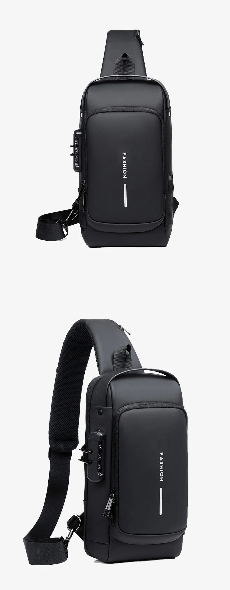 Chest Bag Multifunction Crossbody Sport Running Travel Sling Pack Anti-theft USB Charge Shoulder Messenger Pack Luxury Brand Men