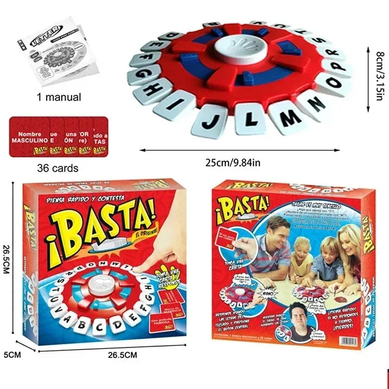 Basta2.0 Children's Educational Board game Spanish Crazy Alphabet Parent-child Interactive Turntable Toy Family game (en inglés)