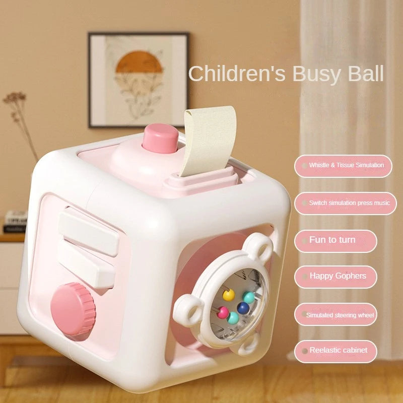 6 in 1 Montessori Educational Toys Sensory Busy Board Baby Practice Skills Drawer Cube Fidget Educational Toys for Girl Boy