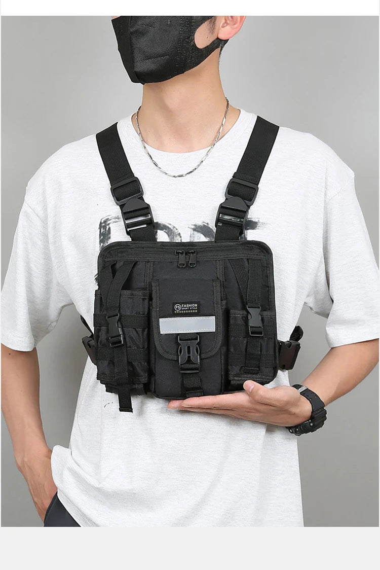 Chest Bag Waist Pack Men's Chest Pack Hip Hop Streetwear Tactical Vest Bag For Men Double Strap Design Shoulder Bag For Men Sac