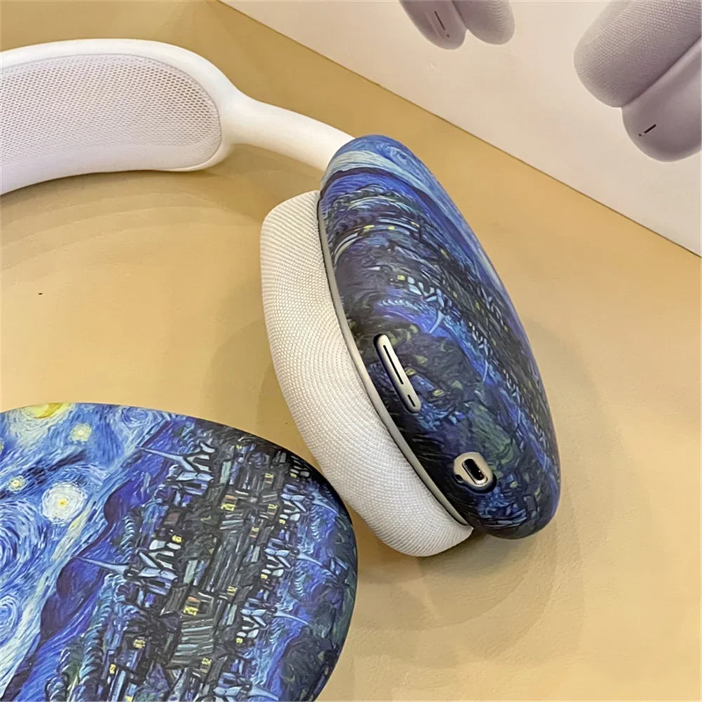 Art Painting Case for Apple Airpods Max For Headphone Airpods Max Protect Anti fall Case Wave The Starry Night Design Fashion