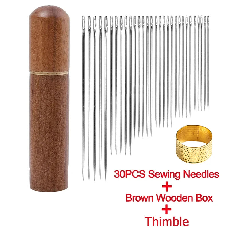 30pcs Blind Sewing Needle Elderly Stainless Steel Quick Automatic Self-Threading Needle Stitching Pins DIY Punch Needle Threader