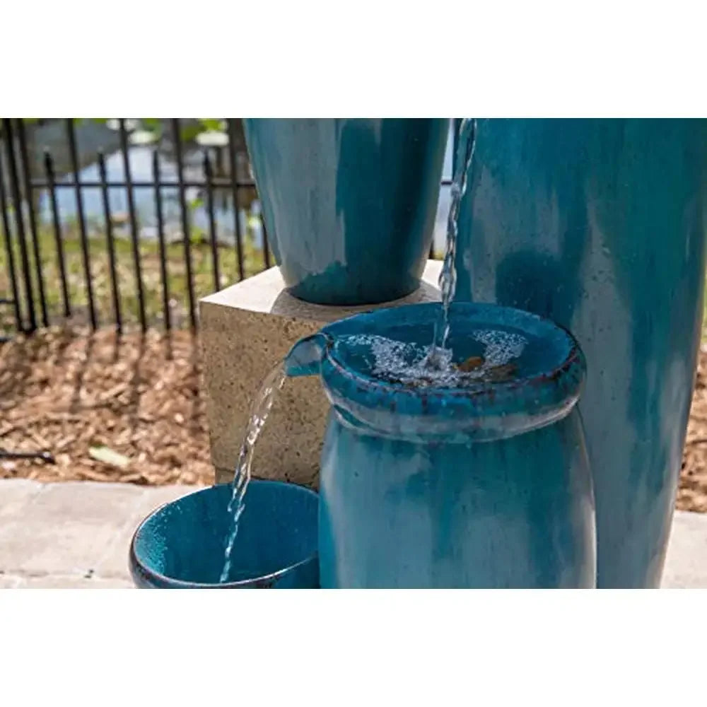 Blue Glaze Indoor/Outdoor Fountain Tranquil Water Feature Resin Material Included