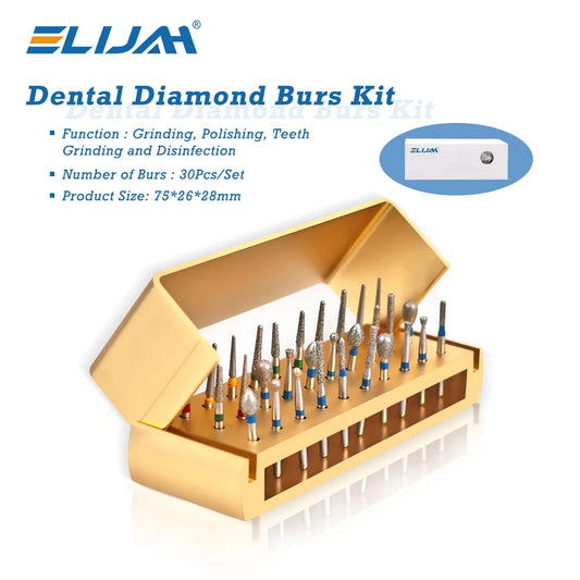 30Pcs Aluminium Dental Burs Diamond Set High Speed Sanding Teeth Polishing Drill Instrument Teeth Whitening Dentisry Tool