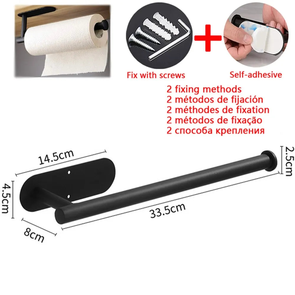 Adhesive Toilet Paper Holder Kitchen Roll Towel Rack Napkin Dispenser Absorbent Stand Tissue Hanger Bathroom Accessories