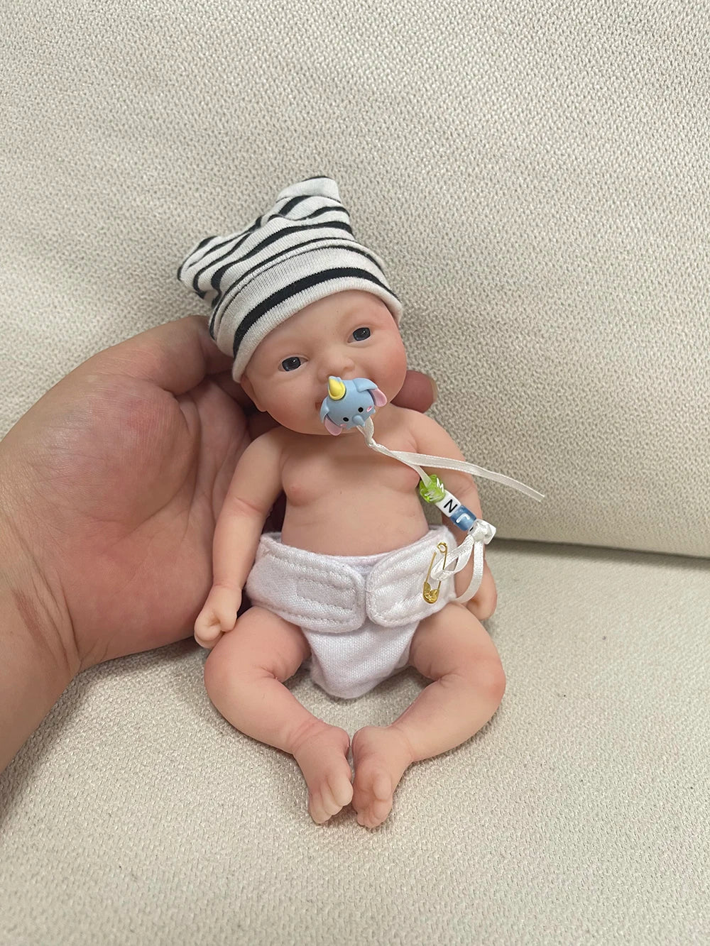 7" Boy Micro Preemie Full Body Silicone Smile Baby Doll "Noah" Lifelike Mini Reborn Doll Surprice Children Anti-Stress