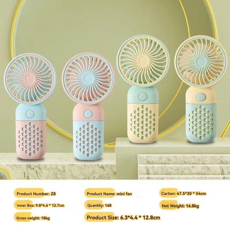 2024 New Handheld Charging Fan Cartoon Cute Small Student Charging Small Fan Portable Mini USB Fan Mini Pocket