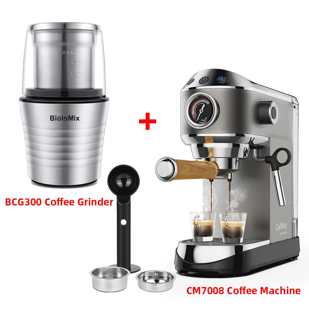 BioloMix 20 Bar Semi Automatic Coffee Machine, with Milk Steam Frother Wand,for Espresso,Cappuccino,Latte and Mocha