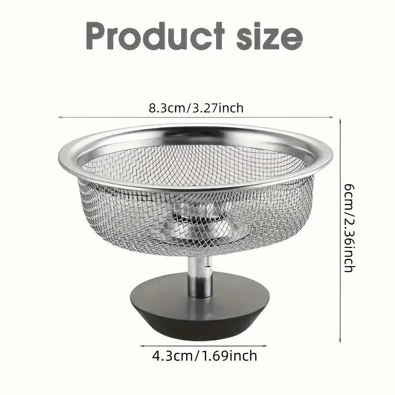 2Set Kitchen Sink Strainer With Handle & Stopper Replacement Drain Basket Stainless Steel Mesh Filter Waste Hole