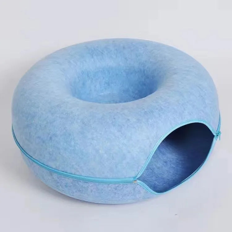 All Funny Donut Cat Bed Interactive Tunnel Pet Felt Indoor Toys Cats House Kitten Training Toy Cat Kennel Pets Supplies