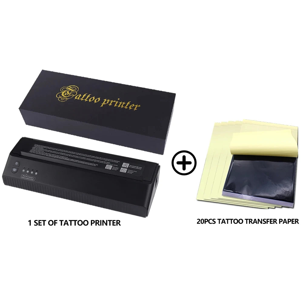 Ambition Portable Wireless Tattoo Printer Thermal Printer Transfer Bluetooth USB Mobile Machine Text PDF Document Maker with Pap