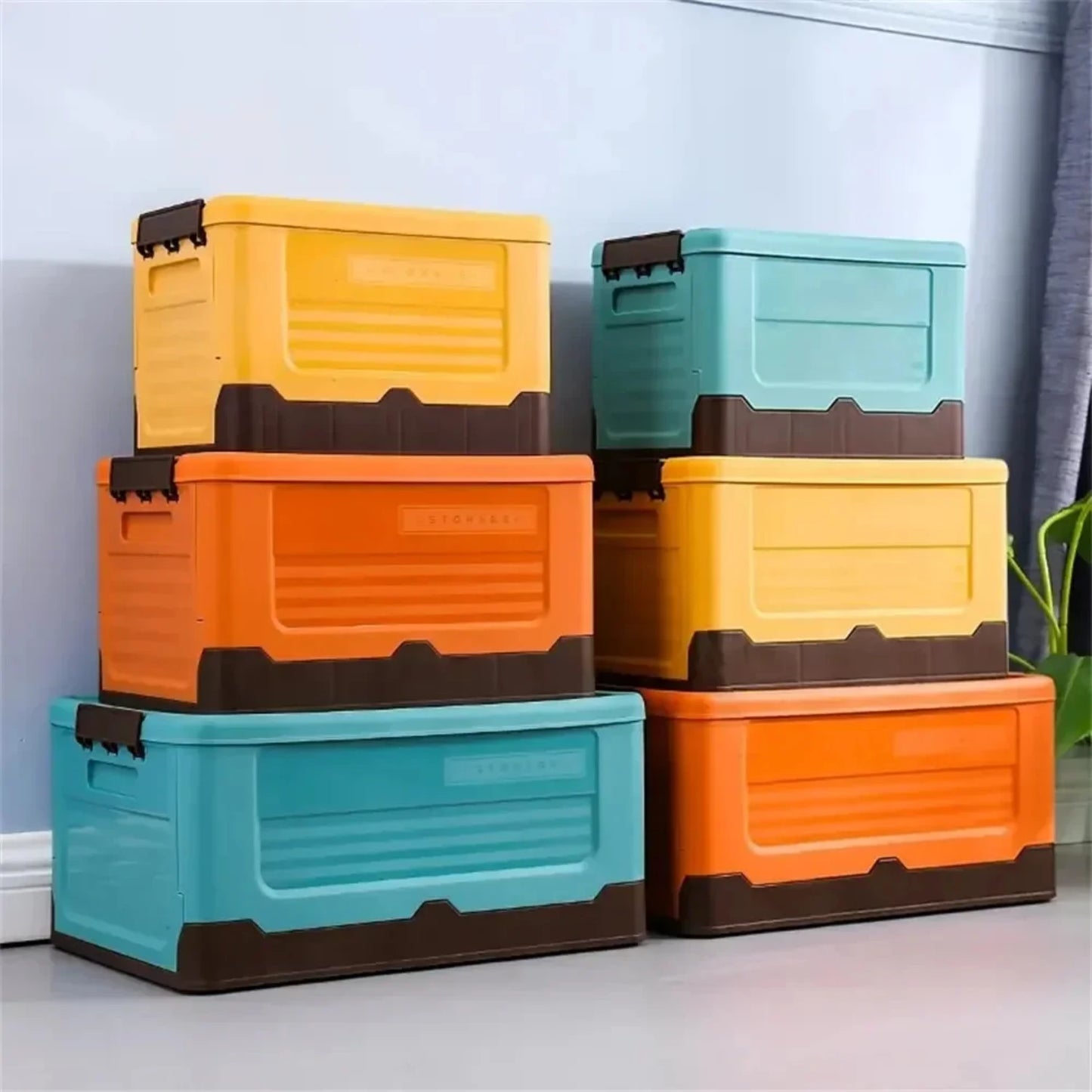 1 PCS Multifunctional Foldable Folding Plastic Organizer Box with Lid for Storages of Sundries and Supplies Luggage travel bags