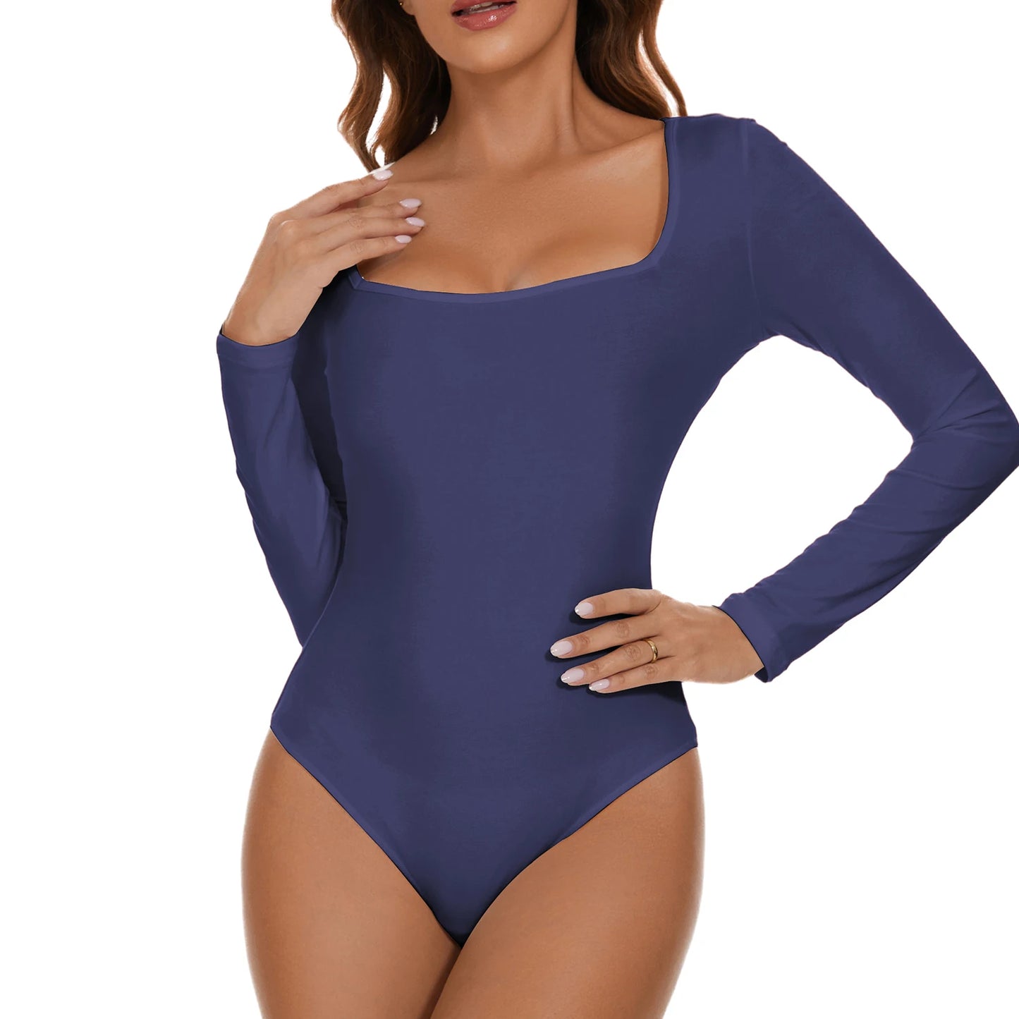 Autumn Square Neck Bodysuit Women's Long Sleeved Shapewear Tummy Control Body Shaper Lady Streetwear Female Warm Clothing Winter