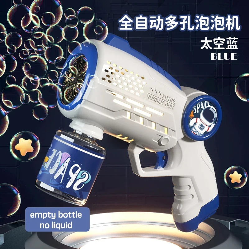 Astronaut Electric Automatic Light Bubble Machine Bubbles Gun Summer Beach Bath Outdoor Game Fantasy Toys for Children Kids Gift